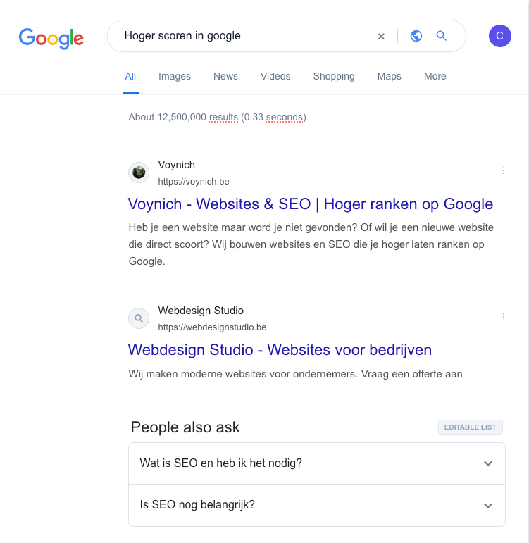 Google Search Results